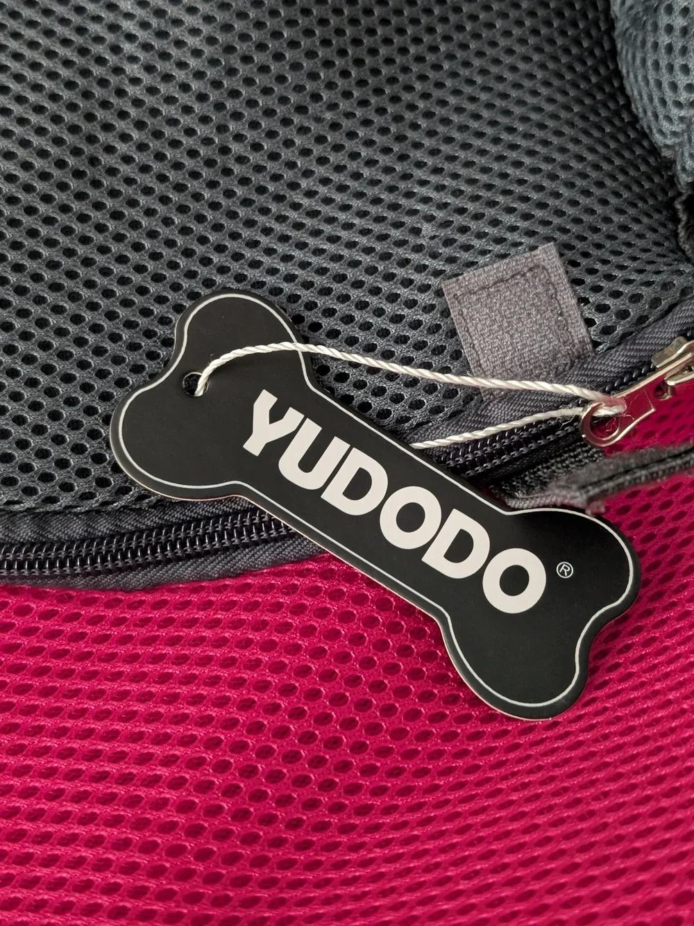 YUDODO Mesh Sling Tote Dog Carrier Gray/Pink Small